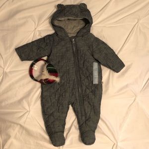 Baby Gap 3-6 Month Quilted Bodysuit Bear Ears